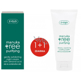 Ziaja Manuka Tree Purifying jemně exfoliační noční krém 50 ml + hloubkově čisticí peelingová maska 75 ml, duopack