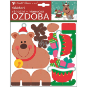 Ozdoba papierowa składana wigilijna renifer 23 x 19 cm