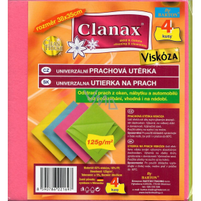 Clanax Uniwersalna ściereczka z wiskozy 35 x 38 cm 125 g/m2 4 sztuki