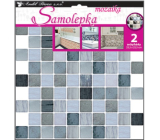 Samolepka na zeď mozaika plastická, imitace obkladů, šedá 2 archy 25,5 x 25,5 cm