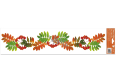 Folia okienna bez kleju paski liście czerwone, zielone 64 x 15 cm