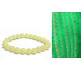 Jade Luminois Light Fosforeskujący, żółte światło w ciemności, bransoletka elastyczna naturalny kamień, kuleczka 8 mm / 16 - 17 cm