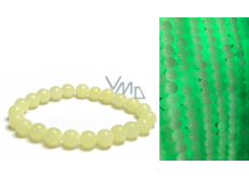 Jade Luminois Light Fosforeskujący, żółte światło w ciemności, bransoletka elastyczna naturalny kamień, kuleczka 8 mm / 16 - 17 cm