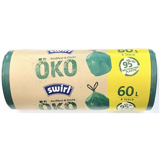 Melitta Swirl EKO worki na śmieci z zamknięciem 60 litrów, 68 x 73 cm, 27 µ, 8 sztuk