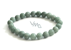 Jadeit Birmański zielony naszyjnik elastyczny naturalny kamień, kuleczka 8 mm / 16 - 17 cm