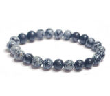Obsidian vločkový náramek elastický přírodní kámen, kulička 8 mm / 16 - 17 cm, kámen záchrany