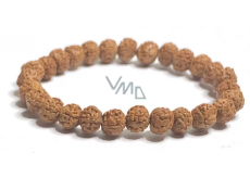 Elastyczny bransoletka Rudraksha z naturalnego nasiona, kulka 8 mm / 16 - 17 cm