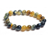 Tygrysie oko multi bransoletka elastyczna naturalny kamień, kuleczka 8 mm / 16 - 17 cm, kamień słońca i ziemi, przynosi szczęście i bogactwo