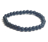 Achat czarny matowy naszyjnik elastyczny naturalny kamień, kuleczka 6 mm / 16 - 17 cm, dodaje odwagi i siły