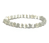 Selenit / Alabaster bransoletka elastyczna naturalny kamień, kuleczka 6 mm / 16 - 17 cm, anielska energia