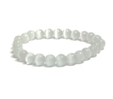 Selenit / Alabaster bransoletka elastyczna naturalny kamień, kuleczka 8 mm / 16 - 17 cm, anielska energia