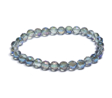 Kryształ Aqua aura niebieski fasetowany półpolerowany, bransoletka elastyczna naturalny kamień, kuleczka 6 mm / 16 - 17 cm, kamień kamień