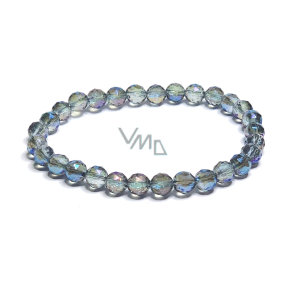 Kryształ Aqua aura niebieski fasetowany półpolerowany, bransoletka elastyczna naturalny kamień, kuleczka 6 mm / 16 - 17 cm, kamień kamień