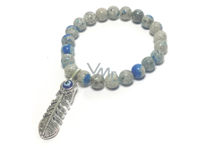 K2 Azuryt w Granicie + Niebieskie Oko w perełce bransoletka elastyczna naturalny kamień kuleczka 8 mm / 16 - 17 cm