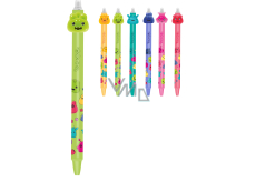 Długopis gumowy Colorino Jelly Heads zielony, niebieski wkład 0,5 mm
