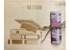 Albi Drewniana skarbonka na pieniądze Na studia 15,5 x 12,5 x 0,3 cm