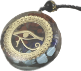 Orgonit amulet, Oko Horusa, generator energii, naturalny kamień (7 czakr) + żywica epoksydowa + sznurek 22 g