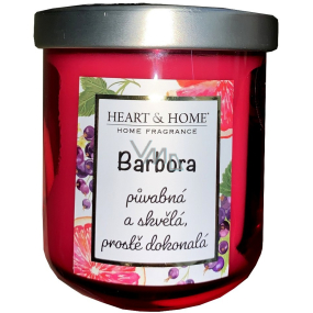 Heart & Home Sěží grep i černý rybíz z sojowym zapachem świeca z imieniem Barbora 110 g