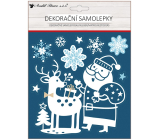 Świąteczne dekoracyjne naklejki z brokatem Santa i renifer 18 x 23 cm