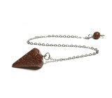 Goldstone złoty wahadełko 2,5 cm + 18 cm łańcuszek z koralikami, kamień ambicji