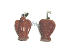 Goldstone złoty Anioł stróż  kamień ambicji, 2 - 2,2 cm, ręcznie szlifowany
