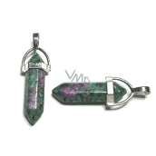 Anyolit / Rubin w Zoisicie wahadło sześcioboczne wisiorek naturalny kamień 41 x 13 mm, uwalnia w czasach smutku