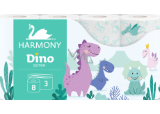 Harmony Kids Dino nieperfumowany papier toaletowy z nadrukiem 17,5 m 3 warstwowy 8 sztuk