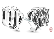 Zawieszka ze srebra próby 925 znak zodiaku Panna, koralik do bransoletki