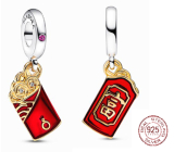 Zawieszka ze srebra próby 925 czerwona koperta - bogactwo, charms do bransoletki symbol