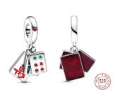 Charm Srebrny 925 Trzy kostki Mahjong 3w1, zawieszka na bransoletkę symbol