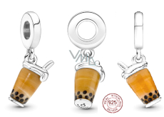 Zawieszka ze srebra 925 Bubble Tea - Mleczny napój, charms do bransoletki, jedzenie i picie