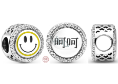 Zawieszka ze srebra próby 925 Talisman uśmiech iskrzący, koralik do bransoletki symbol