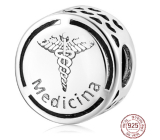 Zawieszka ze srebra 925 Sterling Medic, symbol kaduceusz na bransoletkę dla pracownika