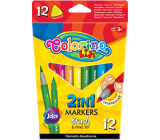 Colorino 2w1 Markery dwustronne z szerokim i cienkim grotem 12 kolorów