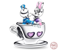 Zawieszka ze srebra próby 925 Disney Disneyland Kaczor Donald i Daisy w łódce, koralik do bransoletki