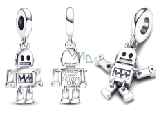 Zawieszka ze srebra 925 Najlepszy przyjaciel robot Bot, charms do bransoletki, przyjaźń