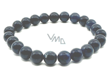 Safír náramek elastický přírodní kámen, kulička 8 mm / 16 - 17 cm, kámen moudrosti, pravdy a intuice