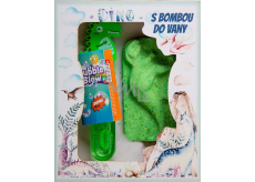 Bohemia Gifts Dino musująca kula do kąpieli 80 g + bańka mydlana 30 ml, kosmetyczny zestaw dla dzieci