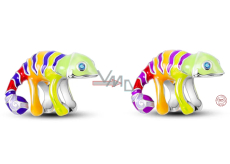 Charm Srebrny 925 Termo - Chameleon pruhowany, koralik na bransoletkę, zwierzę