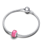 Charm Srebrna 925 Różowe Murano szkło, koralik na bransoletkę symbol