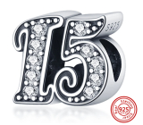 Charm Srebrna 925 15 rocznica, koralik na bransoletkę