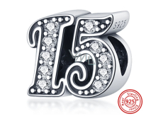 Charm Srebrna 925 15 rocznica, koralik na bransoletkę