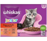 Whiskas Junior klasyczne posiłki w sosie wołowym, kurczakiem, jagnięciną, indykiem saszetki w sosie 12 x 85 g