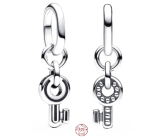 Charm Srebrny 925 Klucz - Mini medalion, zawieszka na bransoletkę miłość