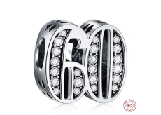 Charm Srebrna 925 60 rocznica, koralik na bransoletkę