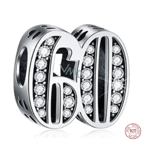 Charm Srebrna 925 60 rocznica, koralik na bransoletkę