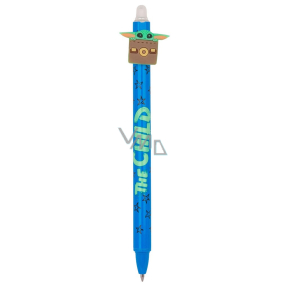 Colorino Gumowalne pióro Mandalorian - Baby Yoda niebieskie, niebieski wkład 0,5 mm