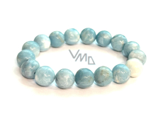 Bransoletka Larimar elastyczna naturalny kamień, 11 / 12 mm / 16 - 17 cm, spokój - miar - równowaga