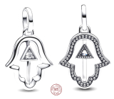 Charm Srebrna 925 Mini medalion Ręka Fatimy, zawieszka na bransoletkę symbol