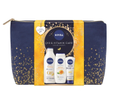 Nivea Q10 & Vitamin Care Firming ujędrniające mleczko do ciała 400 ml + Nivea Apricot żel pod prysznic 250 ml + Nivea Anti Age Q10 krem do rąk 100 ml + kosmetyczna etui, zestaw kosmetyków dla kobiet